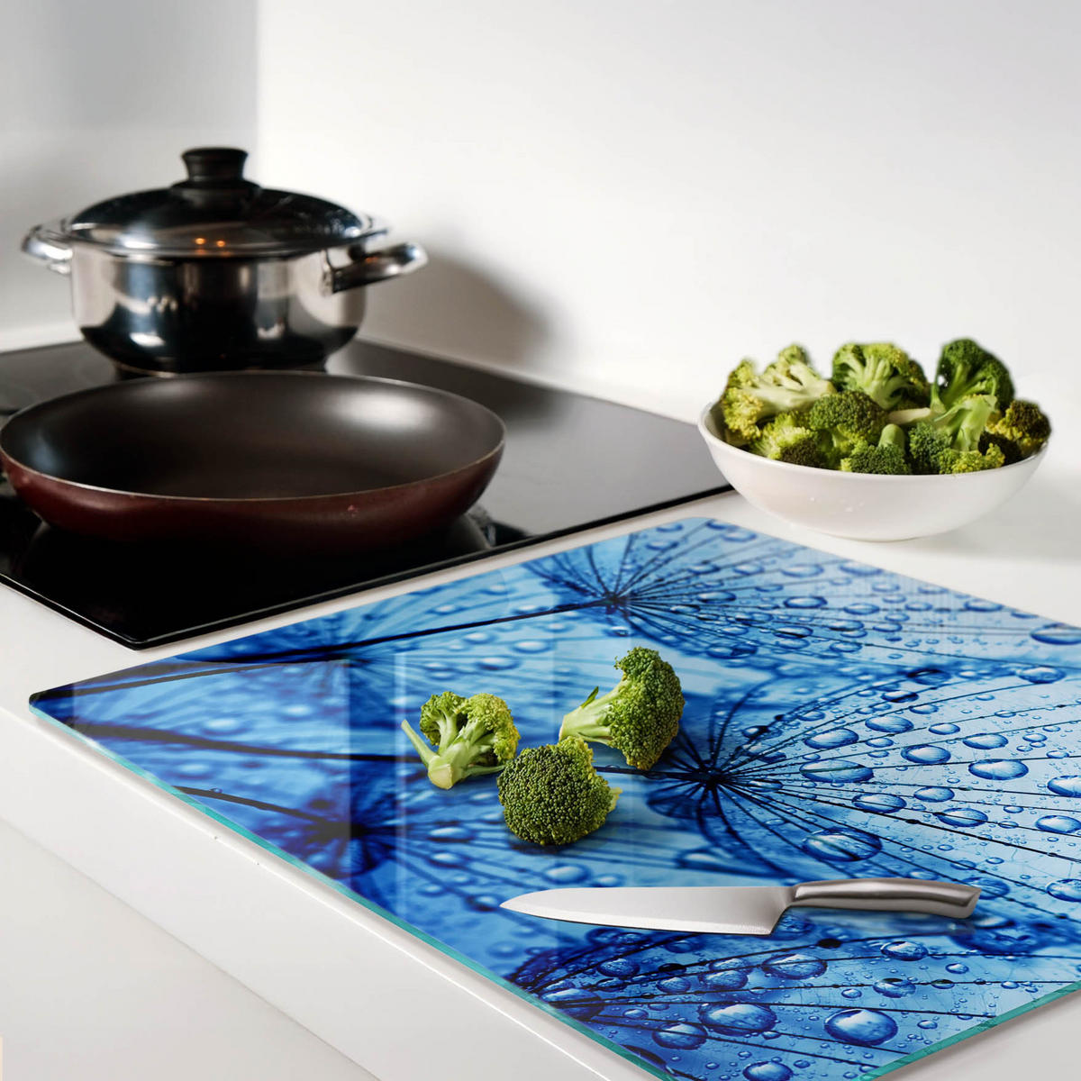GLASPLATTE 60x52 cm Löwenzahn - Blau, Glas (60/0.4/52cm) - TULUP