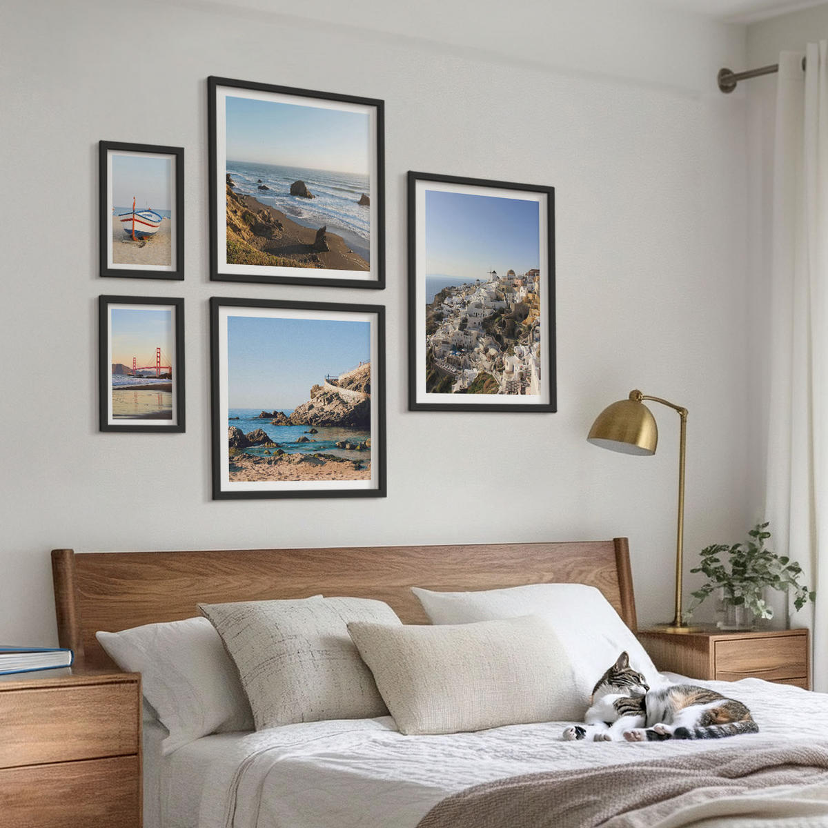 WANDBILDER 5er-Set - 50x50 cm & 20x30 cm & 40x60 cm Schwarzer Rahmen - Naturlandschaft der Bergseen - Schwarz, Kunststoff (40/60cm) - ArtPrintCave