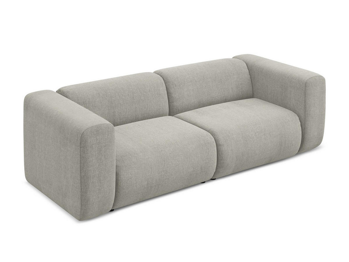 3-SITZER SOFA Chenille Stoff Beige - Beige/Schwarz, Kunststoff/Textil (228/70/89cm) - Makamii