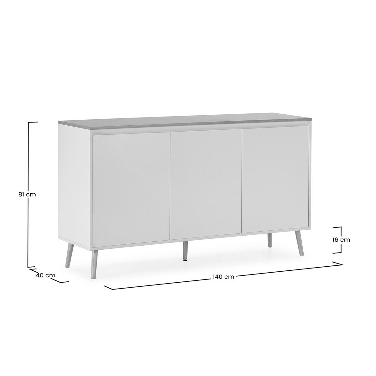 SIDEBOARD Desi 3 türen Weiß - Weiß, Holzwerkstoff (140/80/40cm)