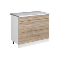 SPODNÍ SKŘÍŇKA KUCHYŇSKÉ LINKY R-Line, Sonoma/Bílá, 100 cm pracovná doska Mramor - bílá/Sonoma dub, kompozitní dřevo (100/81.6/60cm) - Vicco