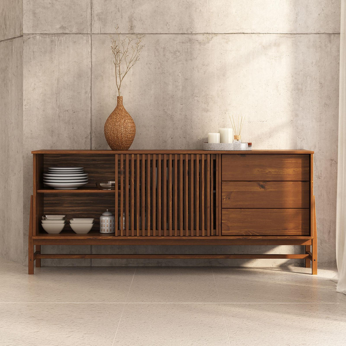SIDEBOARD ADAMO Kastanie - Kastanienfarben, Holz (175/75/41cm) - IDIMEX