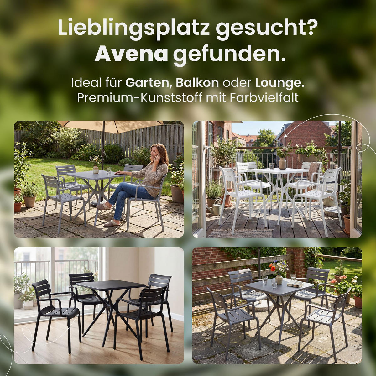 GARTENSITZGRUPPE 4 Kunststoff Dunkelgrau - Dunkelgrau, Kunststoff - CLP