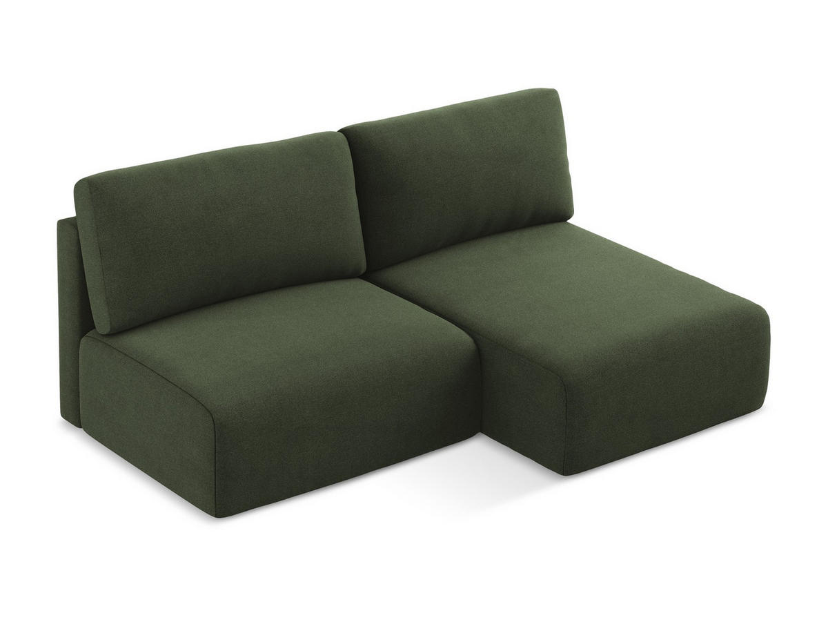 ECKSOFA mit Schlaffunktion rechts Strukturstoff Stoff Grün - Blau/Schwarz, Kunststoff/Textil (210/149cm) - Makamii