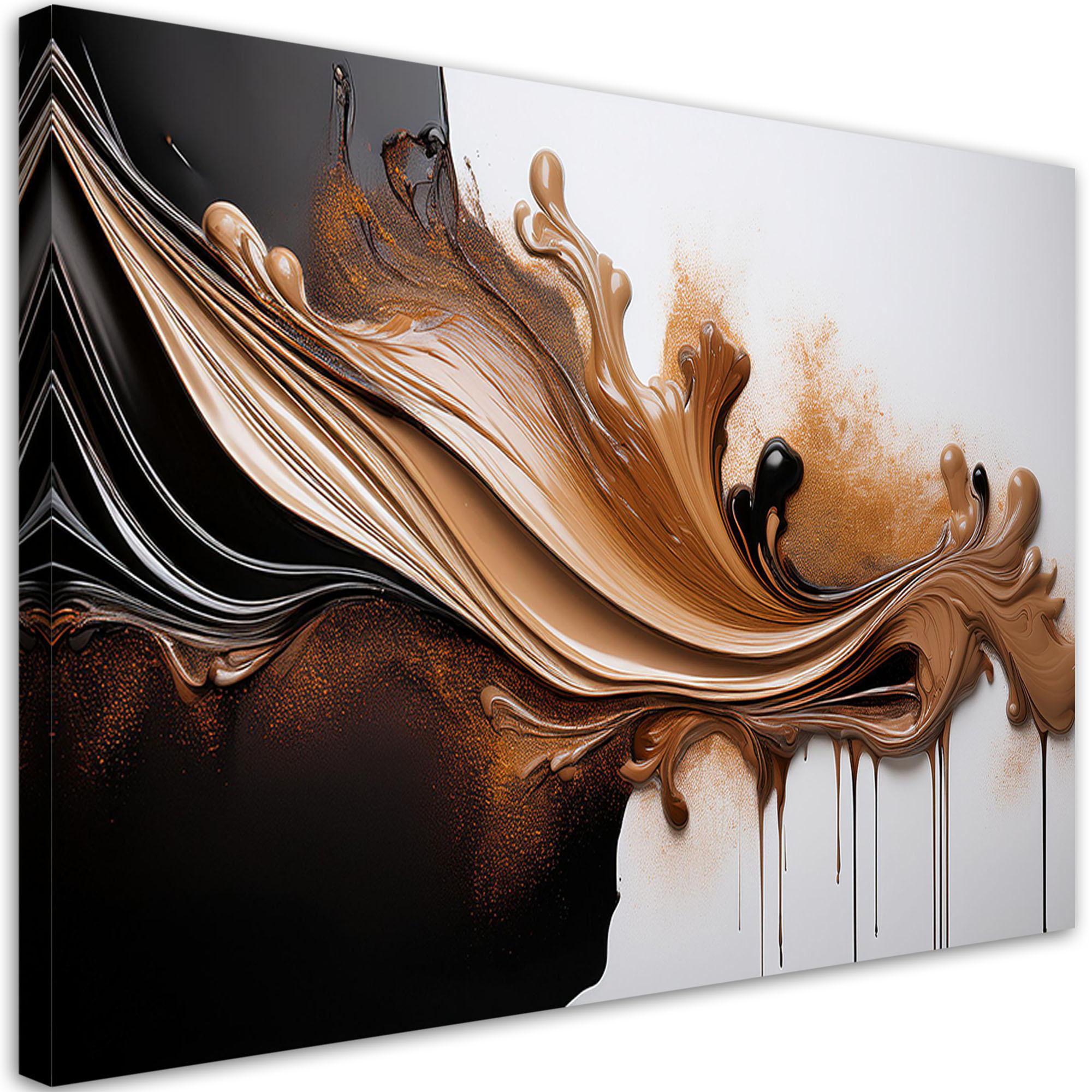 LEINWANDBILD Braune Abstraktion 3D-Effekt 100x70cm - Goldfarben, Textil (100/70cm) - Feeby