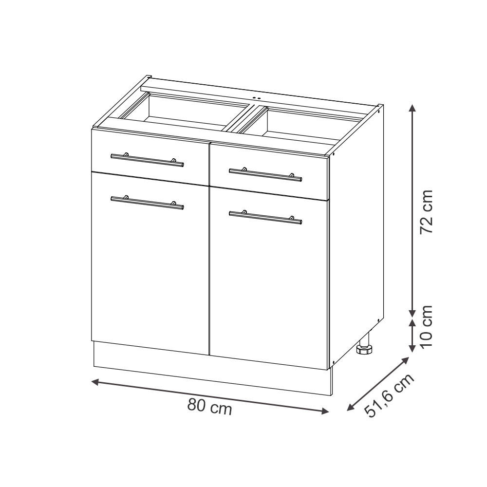 KÜCHENUNTERSCHRANK Fame-Line Dunkelblau Hochglanz 80 cm, AP Eiche - Eiche Wotan/Dunkelblau, Holzwerkstoff (80/82/60cm) - Vicco