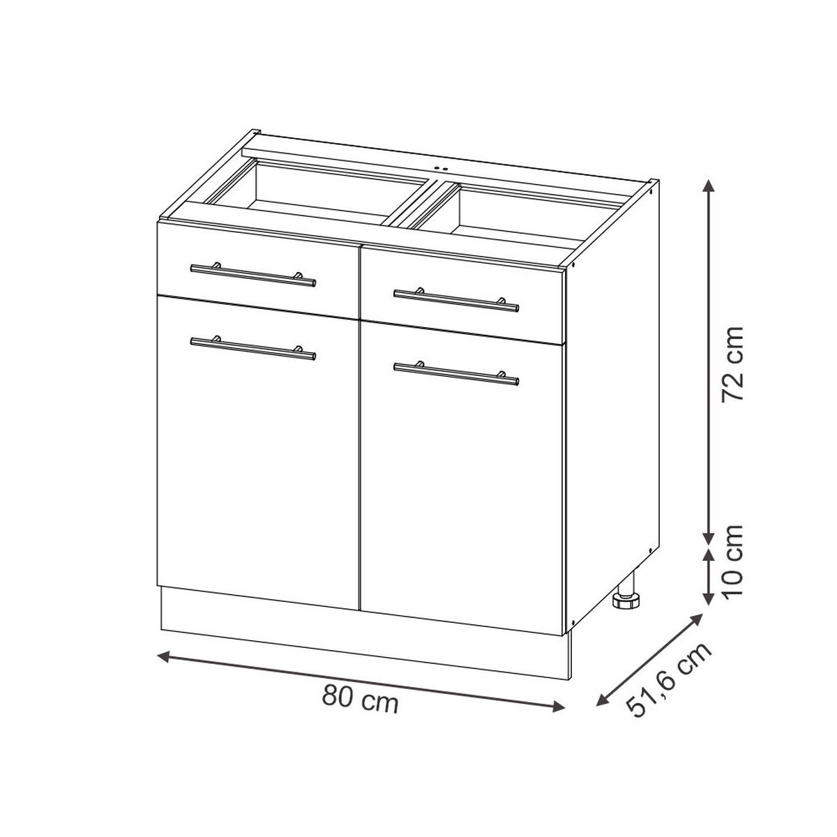 KÜCHENUNTERSCHRANK Fame-Line Dunkelblau Hochglanz 80 cm, AP Marmor - Weiß/Dunkelblau, Holzwerkstoff (80/82/60cm) - Vicco