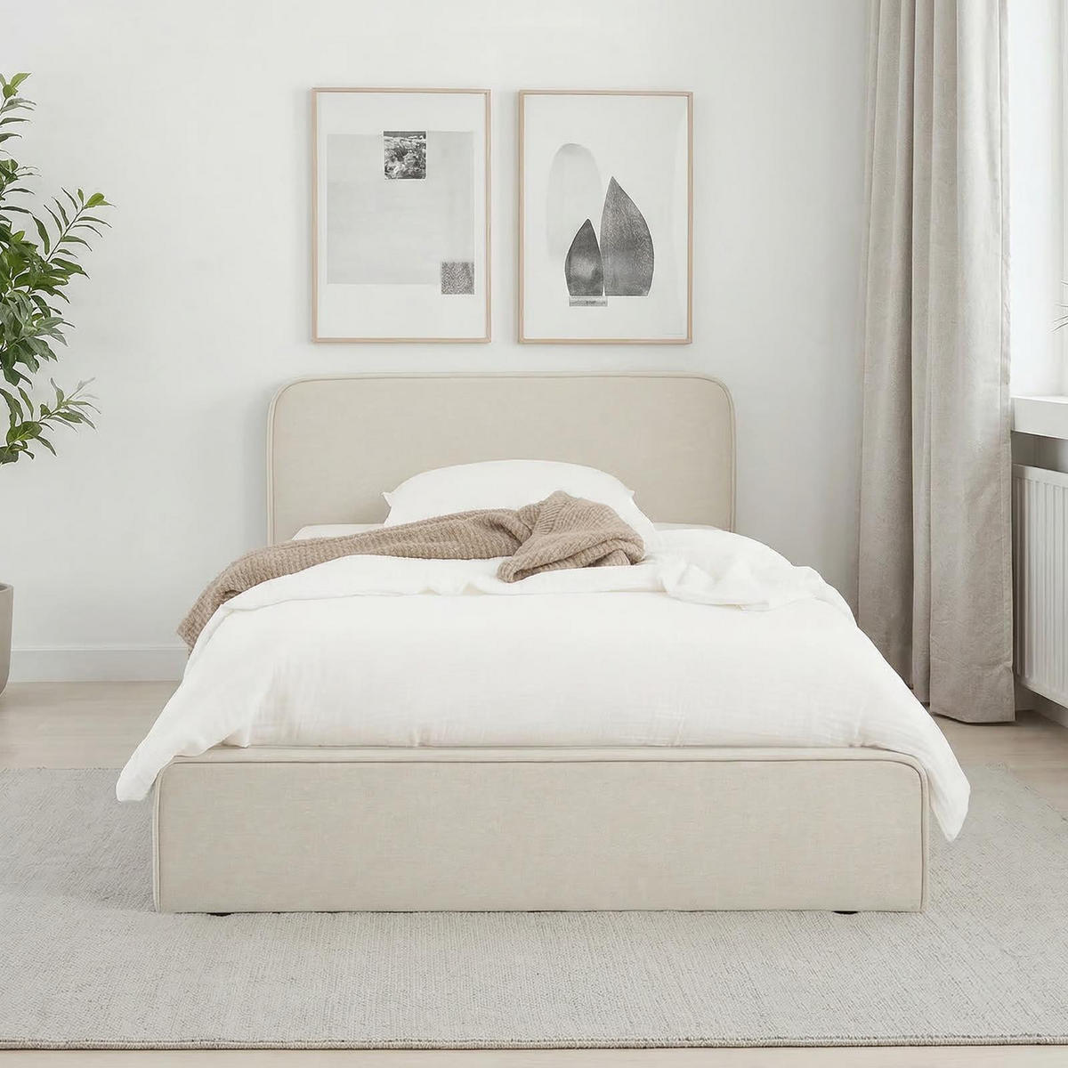 POLSTERBETT MARINI 90x200 cm cremeweiß - Creme, Textil (90/200cm) - IDIMEX