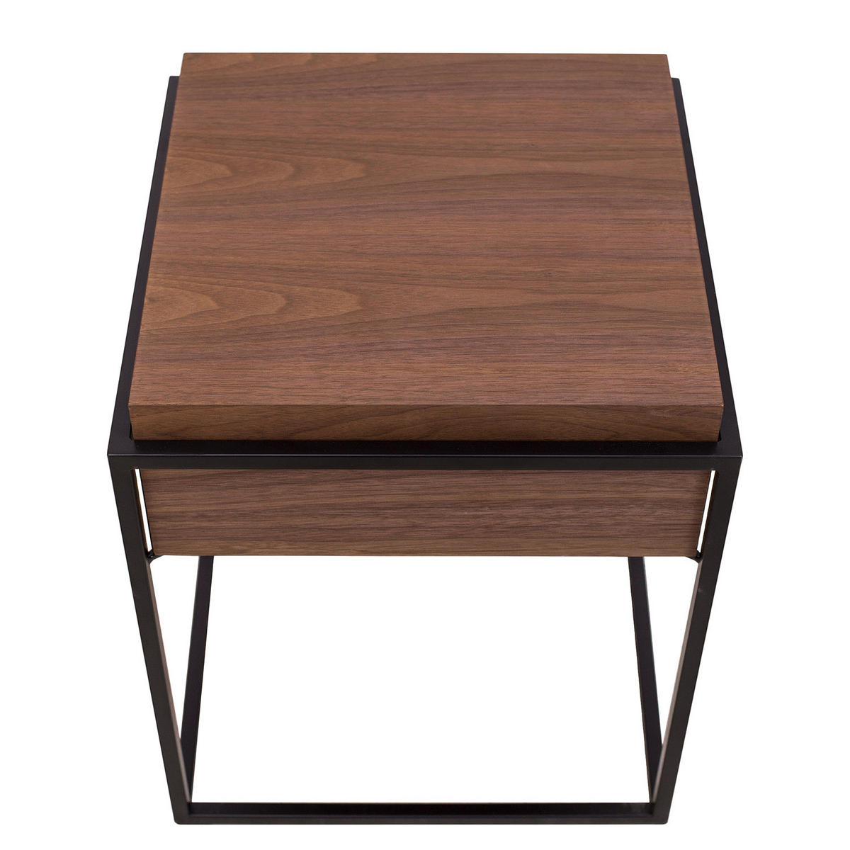 BEISTELLTISCH - Echtholzfurnier / Metall, Walnuss / Schwarz - Braun, Metall (43/43/52cm) - home24