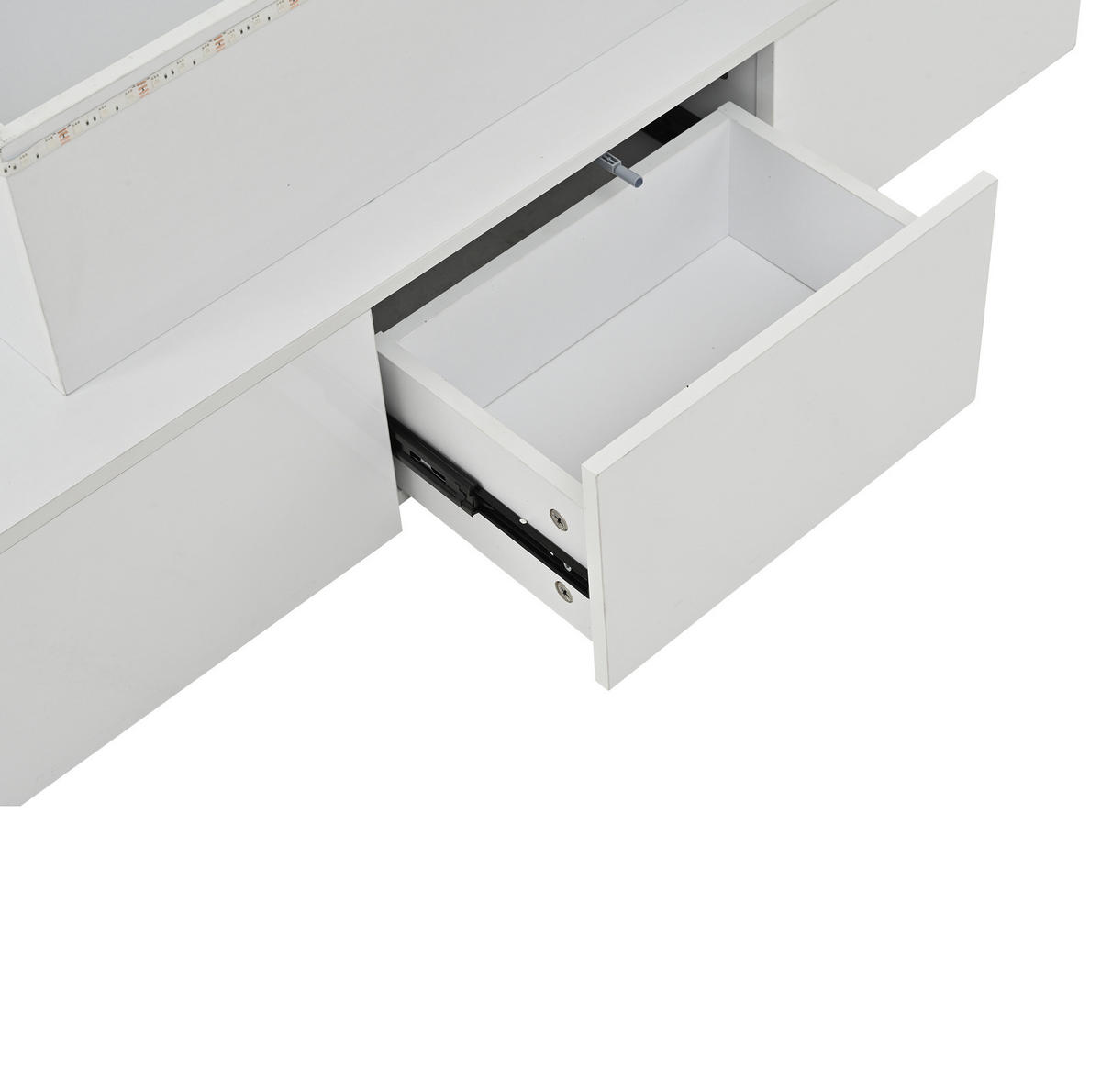 COUCHTISCH 100/50/40 cm weiß aus MDF mit LED und Stauraum - Weiß, Holzwerkstoff (100/50/40cm) - OKMYHOME