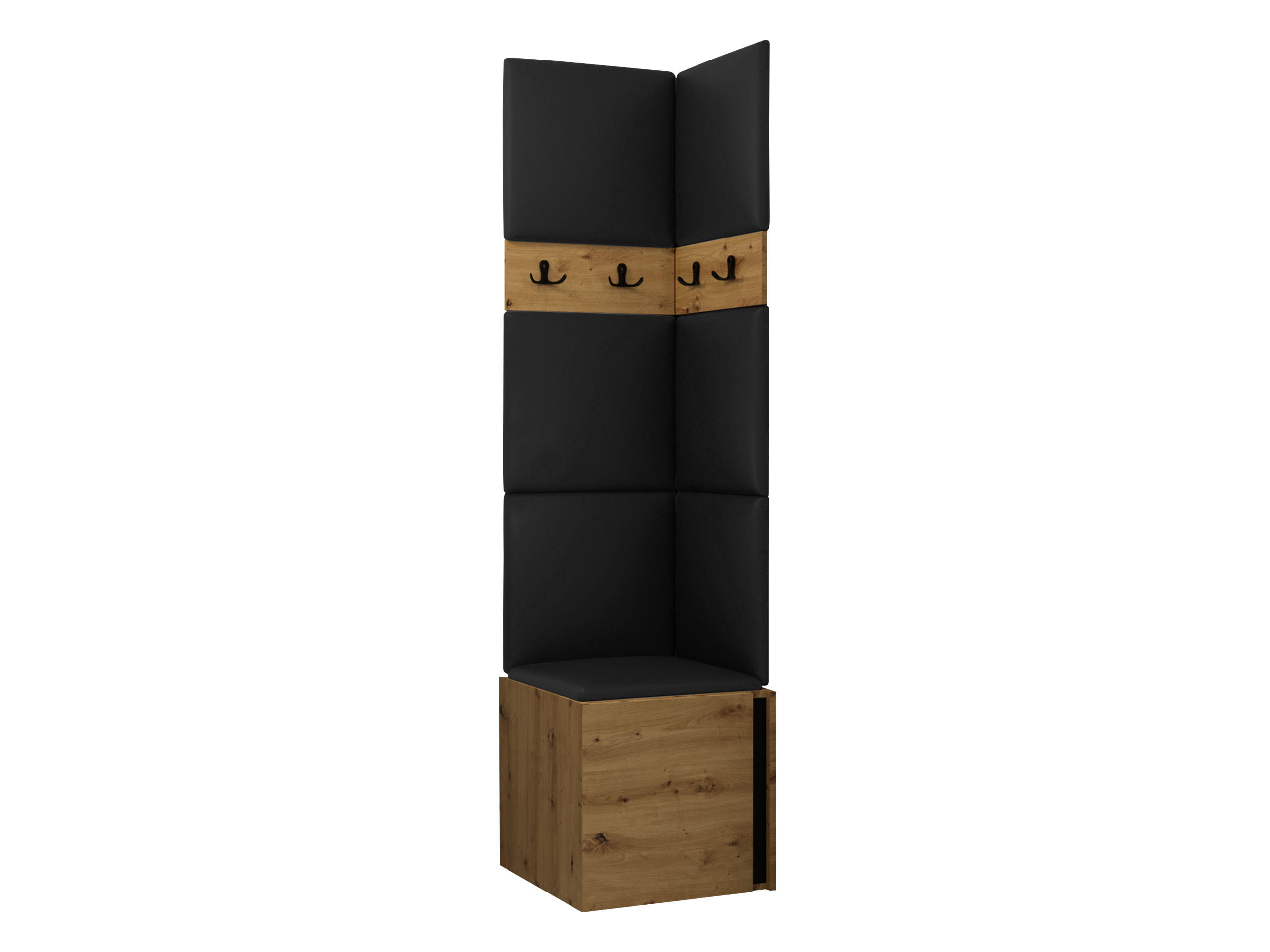 Mirjan24 Garderoben-Set Eiche Artisan, Schwarz 42x186x46 cm