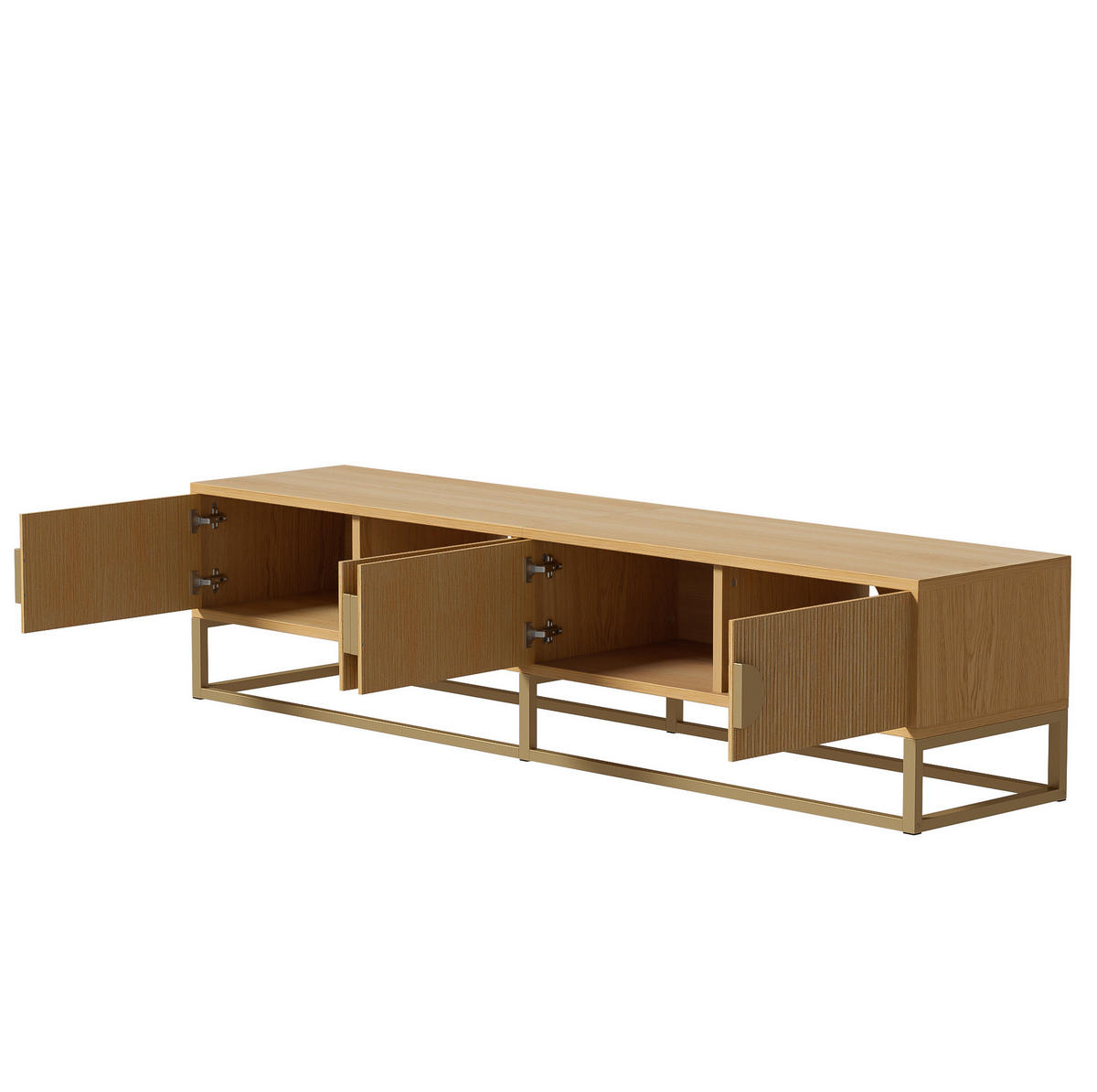 LOWBOARD 180/40/40 cm in Holzoptik mit 4 Türen und Soft-Close - Braun, Holzwerkstoff (180/40/40cm) - Flora Grace