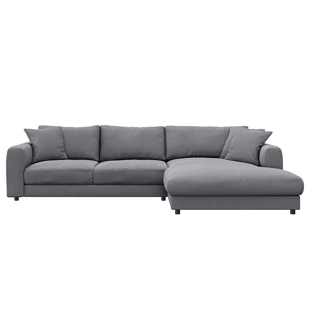 ECKSOFA mit Longchair - Schwarz/Grau, Kunststoff/Textil (286/183cm) - home24