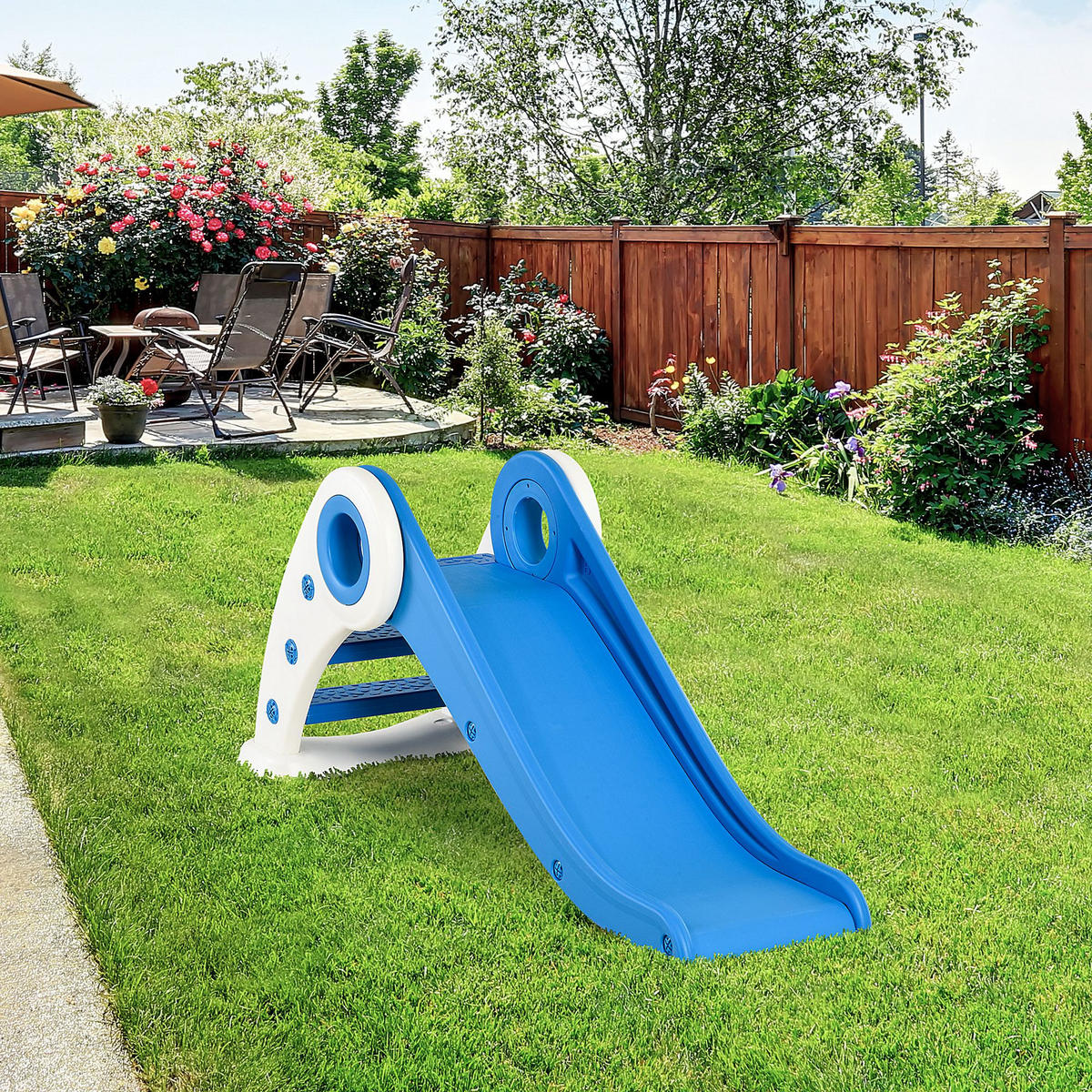 KINDERRUTSCHE DE-17951 klappbar für Kleinkinder, HDPE Blau - Blau, Kunststoff (50/56/120cm) - ComfortXL