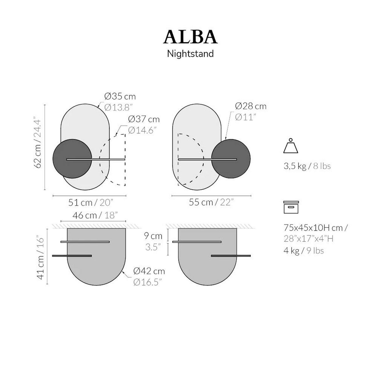 NACHTSTAND ALBA mit versteckter Aufbewahrung Oval - Eichefarben/Weiß, Holz (60/55/45cm) - Woodendot