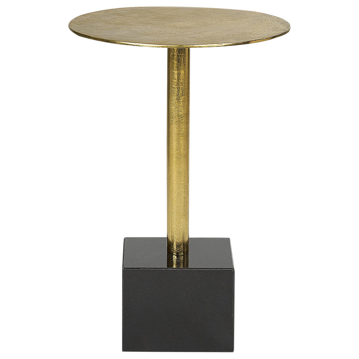 SIDOBORD metall/marmor guld/svart runt 30 cm Colibri - Svart/Guldfärgad, Metall (30/30/54cm) - Beliani