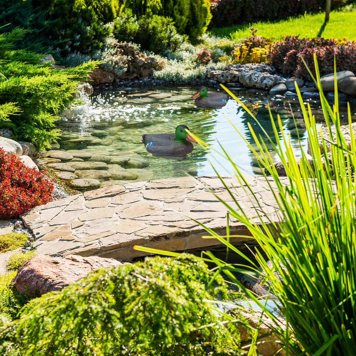 KACHNA na rybníku - antracitová, plast (40/15/18.5cm) - Relaxdays