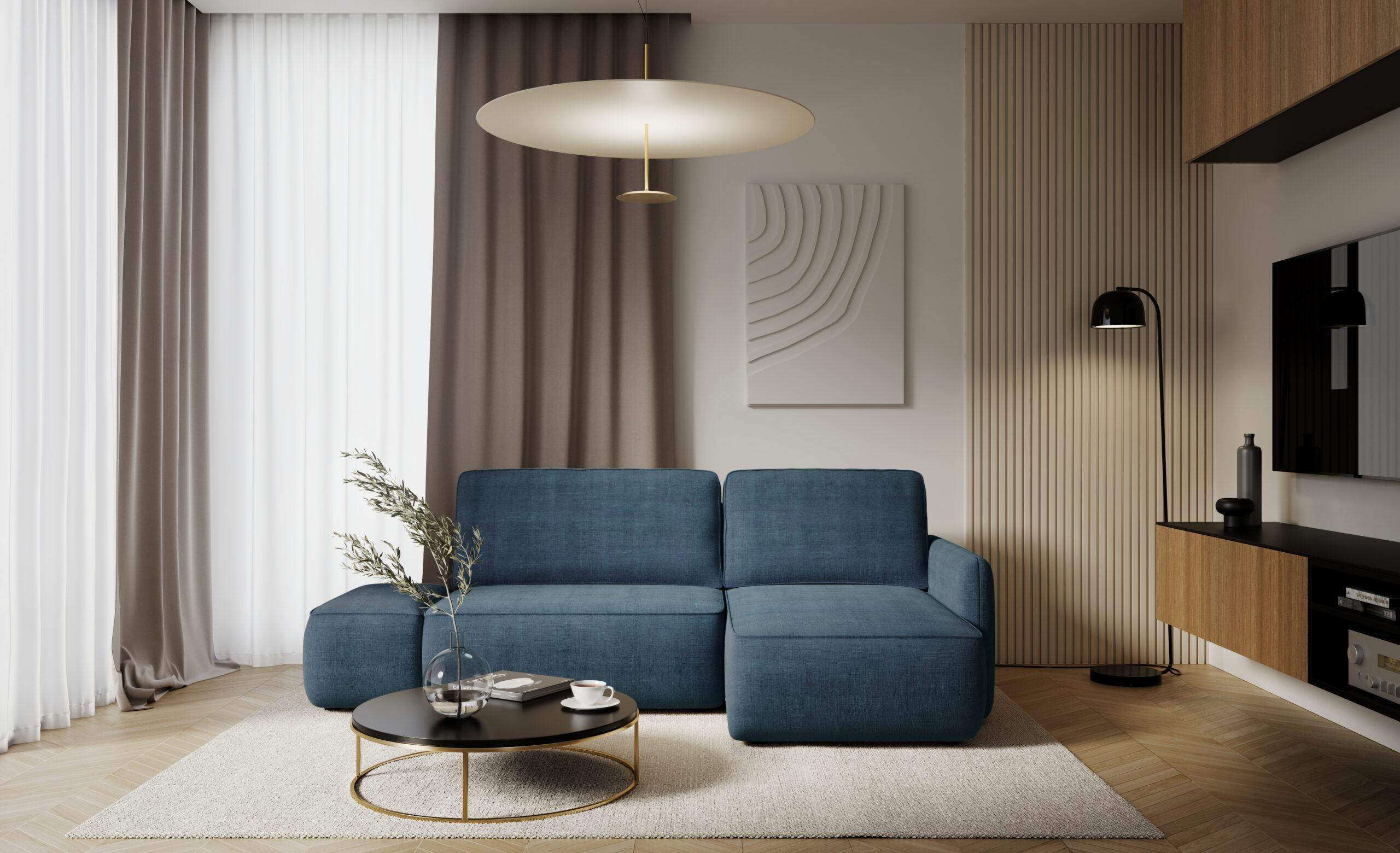 ECKSOFA mit Schlaffunktion Blau - Blau, Textil (229/148cm) - Furnisell