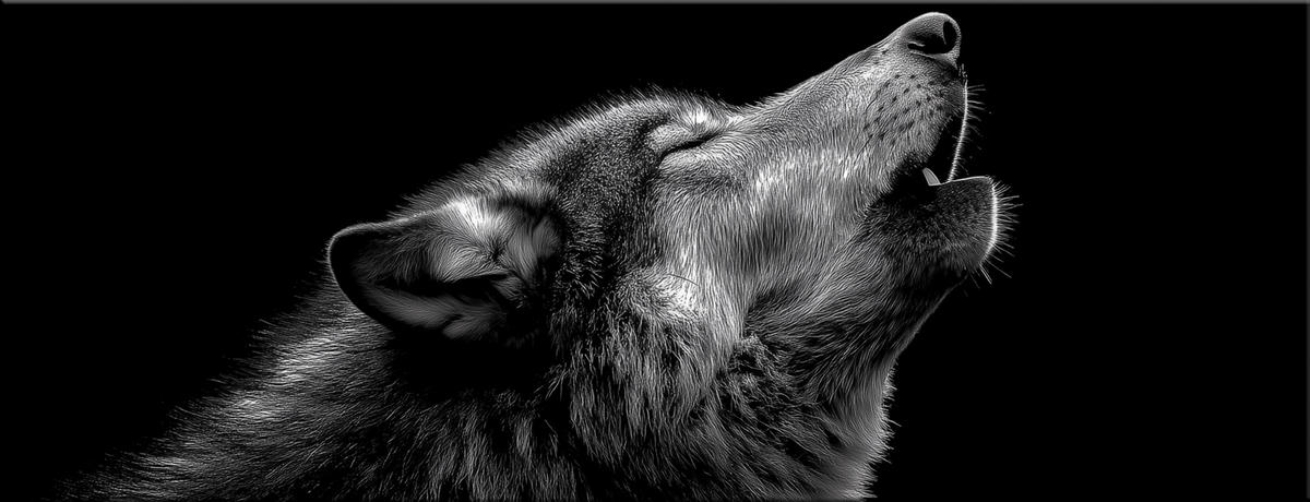 GLASBILD 80x30 cm Wolf schwarz weiß - Schwarz/Weiß, Glas (80/30cm) - artissimo