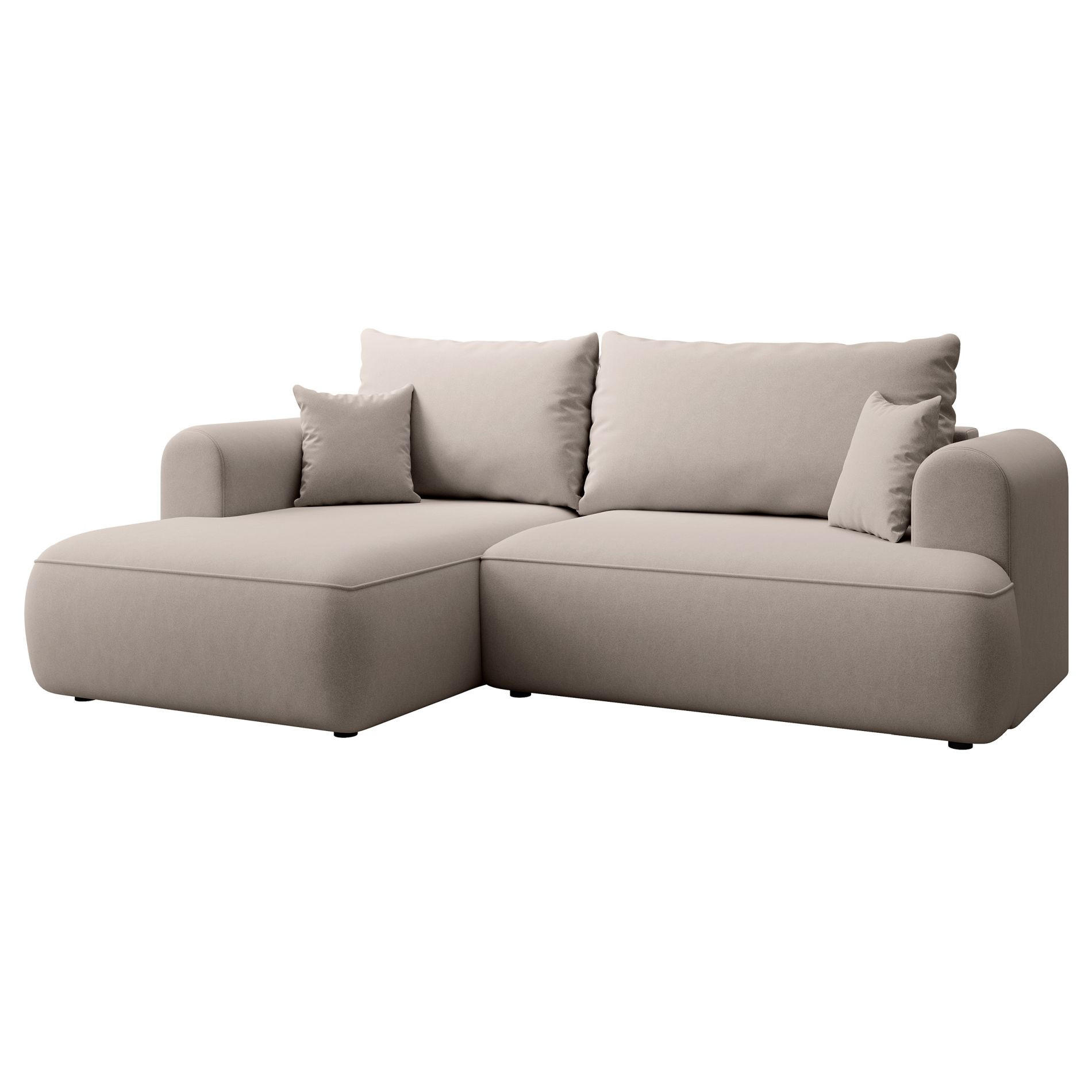 ECKSCHLAFSOFA Ovo Mini Grau Easy-Clean-Samtbezug - Schwarz/Grau, Kunststoff/Textil (238/156cm) - Selsey