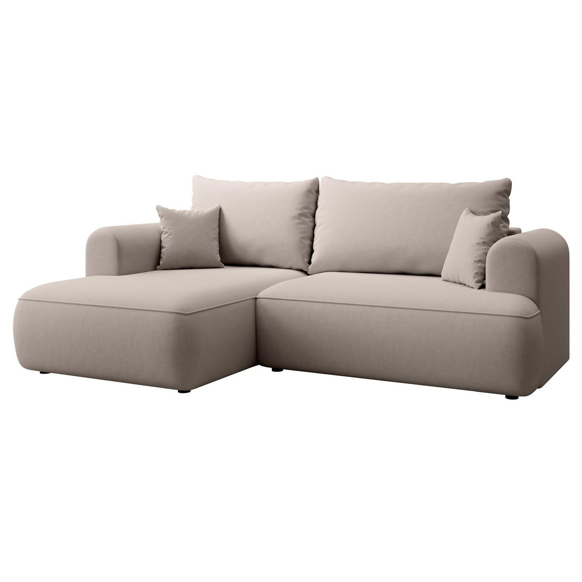 ECKSCHLAFSOFA Ovo Mini Grau Easy-Clean-Samtbezug - Schwarz/Grau, Kunststoff/Textil (238/156cm) - Selsey