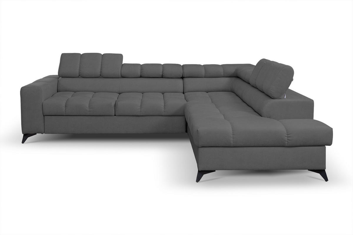 ECKSOFA Andrea L-Form mit verstellbaren Kopfstützen Schlaffunktion Bettkasten 267 cm rechts dunkelgrau - Dunkelgrau, Kunststoff (267/106cm) - Margaret Hadas24