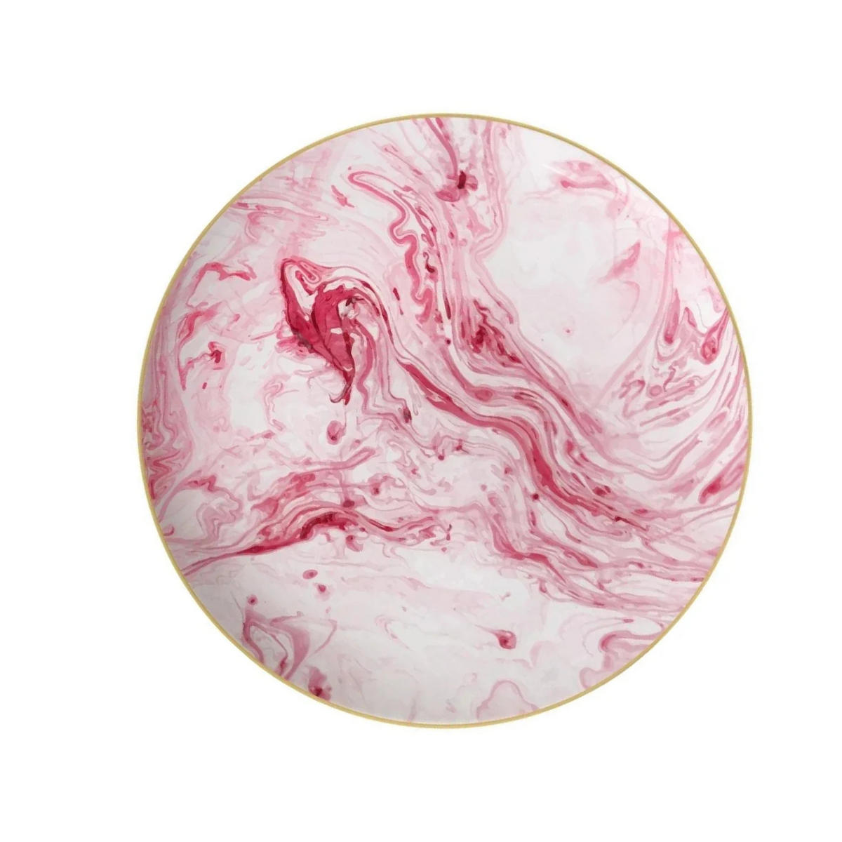 TELLERSET Rosa Marmor Bone China Rosa Gold 4tlg Ø30 Ø27 Ø20 Ø16 cm - Pink/Goldfarben, Keramik (30/2/2cm) - Quality Elegance