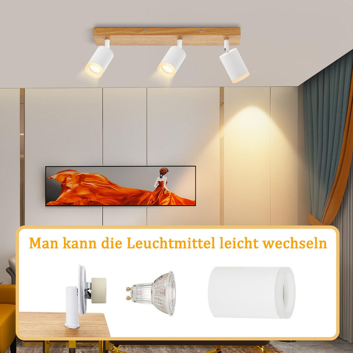 STRAHLER Recklinghausen 3-flammig 41/6/15 cm - Weiß, Holz (41/6/15cm) - Nettlife