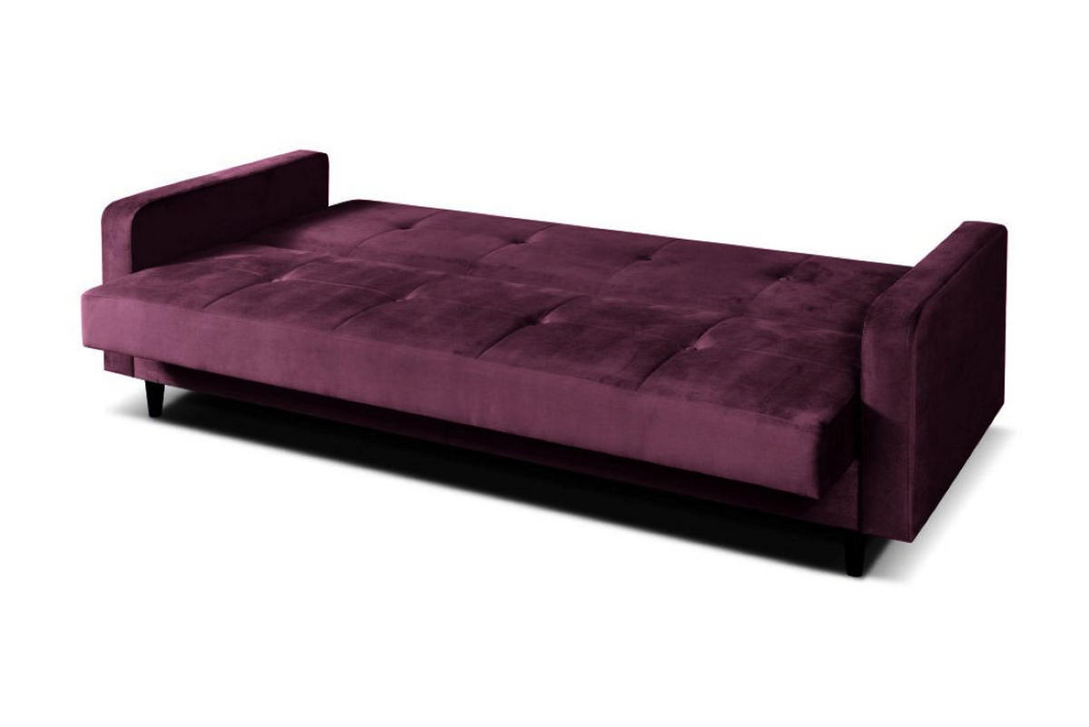 SOFA Luna 213cm im skandinavisches Stil, mit Schlaffunktion und Bettkasten, weinrot - Rot, Kunststoff (213/92/94cm) - Margaret Hadas24