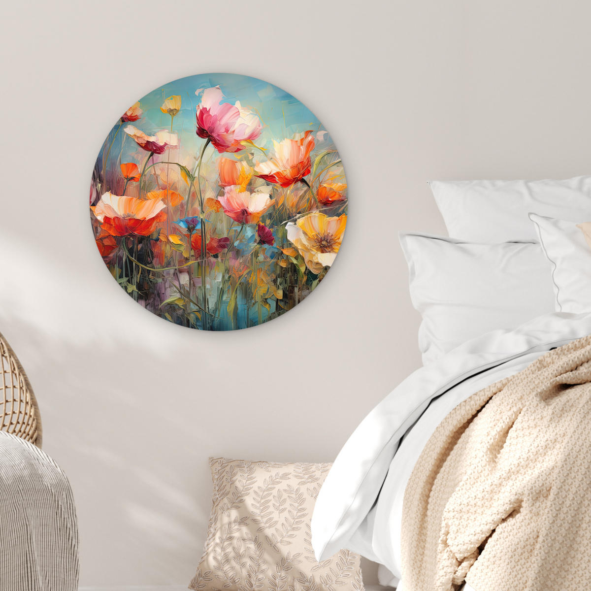 WANDBILD Blumen - Aquarell - Kunst - Botanisch - Natur 60x60 cm - Orange, Kunststoff (60/60cm) - MuchoWow