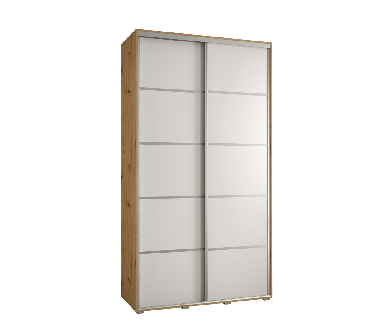 SCHWEBETÜRENSCHRANK 235,2/130/60 2-türig - Silberfarben/Weiß, Holz/Metall (130/235/60cm) - Abiks Möbel