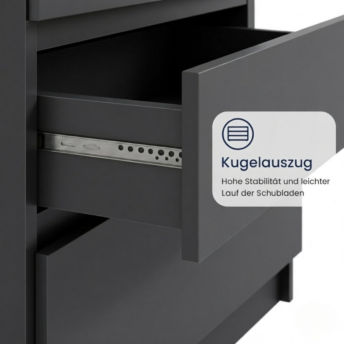 KOMMODE mit 4 Schubladen 76cm breit in Anthrazit - Anthrazit, Holzwerkstoff (76/87/35cm) - Home Collective