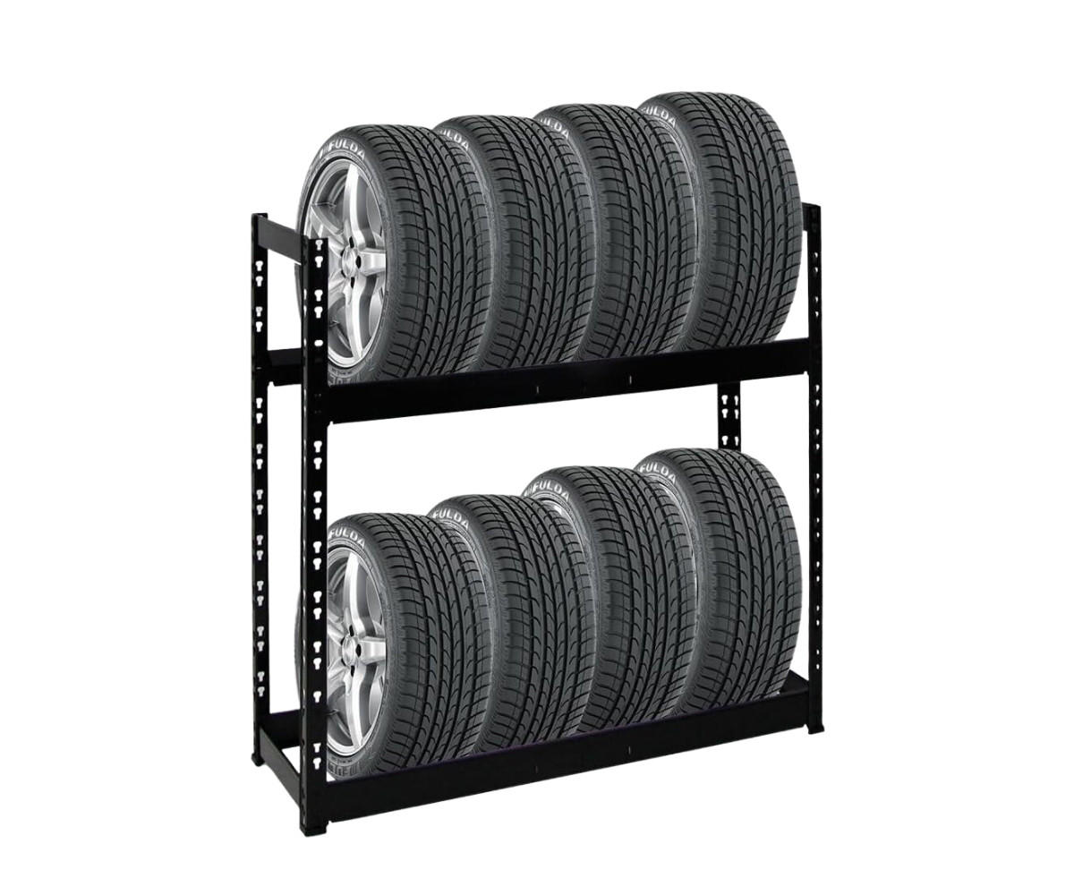 REIFENREGAL Tiger 100x110x35 cm 150 kg Fachlast bis zu 8 Reifen auf 2 Ebenen Schwarz - Schwarz, Metall (110/100/35cm) - PROREGAL