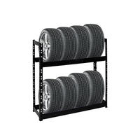 REIFENREGAL Tiger 100x110x35 cm 150 kg Fachlast bis zu 8 Reifen auf 2 Ebenen Schwarz - Schwarz, Metall (110/100/35cm) - PROREGAL