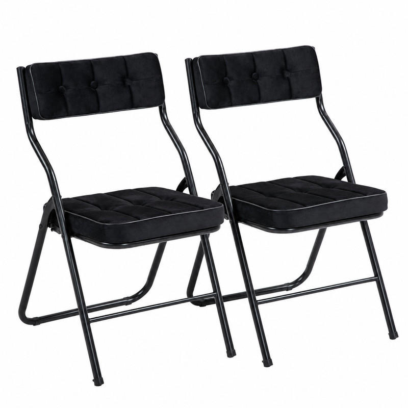 KLAPPSTUHL gepolstert klappbar Stahl Schwarz 2er-Set - Schwarz, Metall (47/80/46cm) - Meubliv