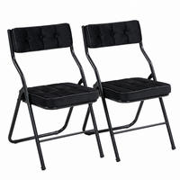 KLAPPSTUHL gepolstert klappbar Stahl Schwarz 2er-Set - Schwarz, Metall (47/80/46cm) - Meubliv