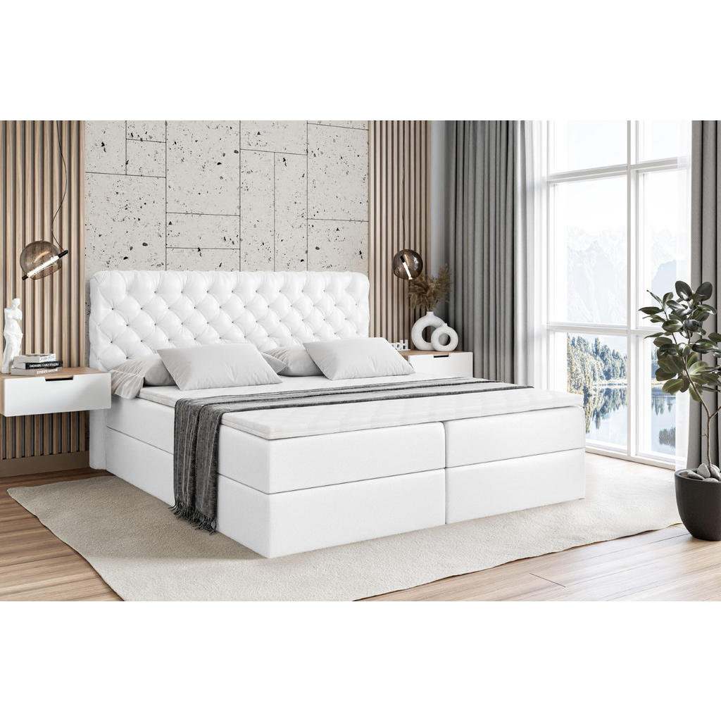 Thumbnail - Altdecor Boxbett, Weiß Hochglanz, Holzwerkstoff, Höhe ca. 20 cm, 120x200 cm, Schlafzimmer, Betten, Boxspringbetten