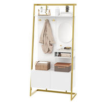 GARDEROBE 78/180,5/38,5 cm Weiß aus MDF mit Spiegel und Schuhschrank - Weiß, Holzwerkstoff (38.5/180.5/78cm) - OKMYHOME