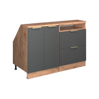 KUHINJSKI ORMAR ZA KOSINE KROVA R-Line Antracit-Zlatna 120 cm Set od 2 korpusa ormara, dubina 60 cm - hrast medunac/antracit, drvni materijal (120/83.8/60cm) - Vicco