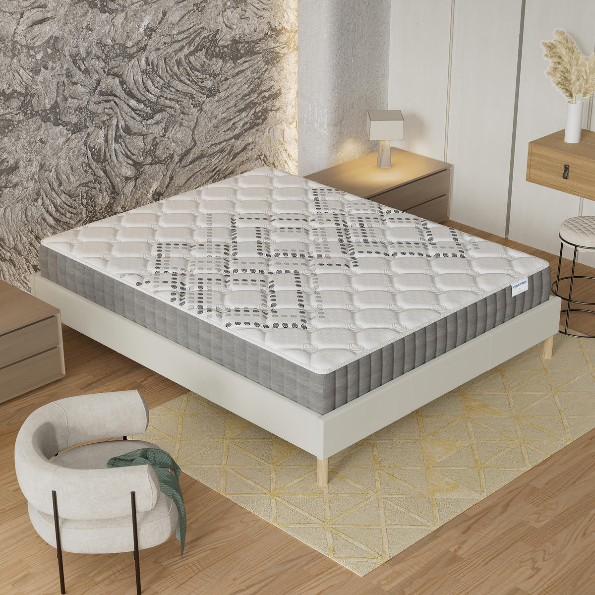 TASCHENFEDERKERNMATRATZE höhe 20cm 180x200cm - Weiß, Naturmaterialien (180/200cm) - November Sleep