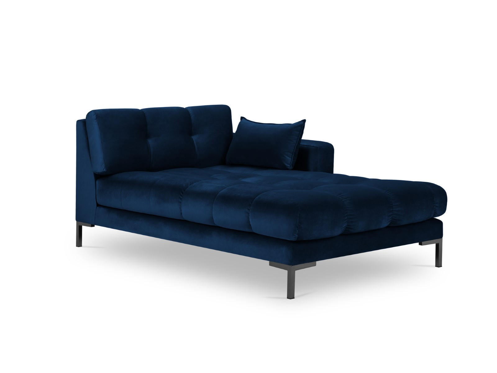 CHAISELONGUE rechts Mamaia aus Samt königsblau - Blau, Textil (102/75/185cm) - Micadoni