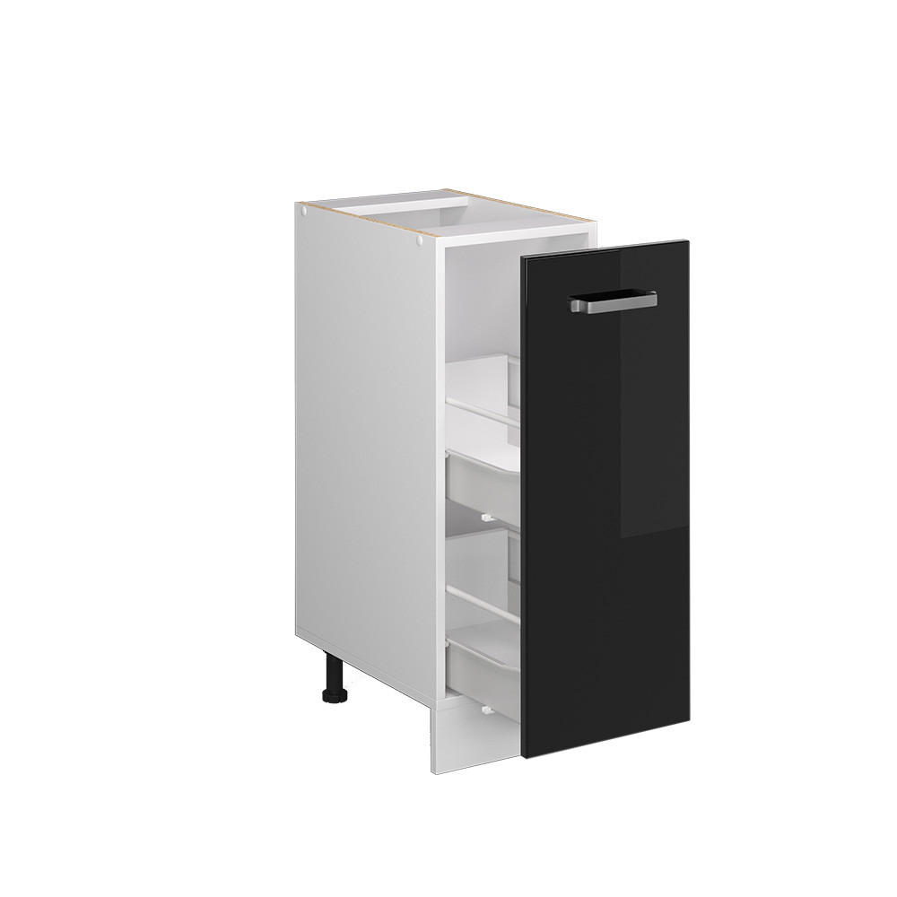 APOTHEKERSCHRANK R-Line Schwarz Hochglanz 30 cm ohne AP - Schwarz Hochglanz/Schwarz, Holzwerkstoff (30/81.6/46cm) - Vicco