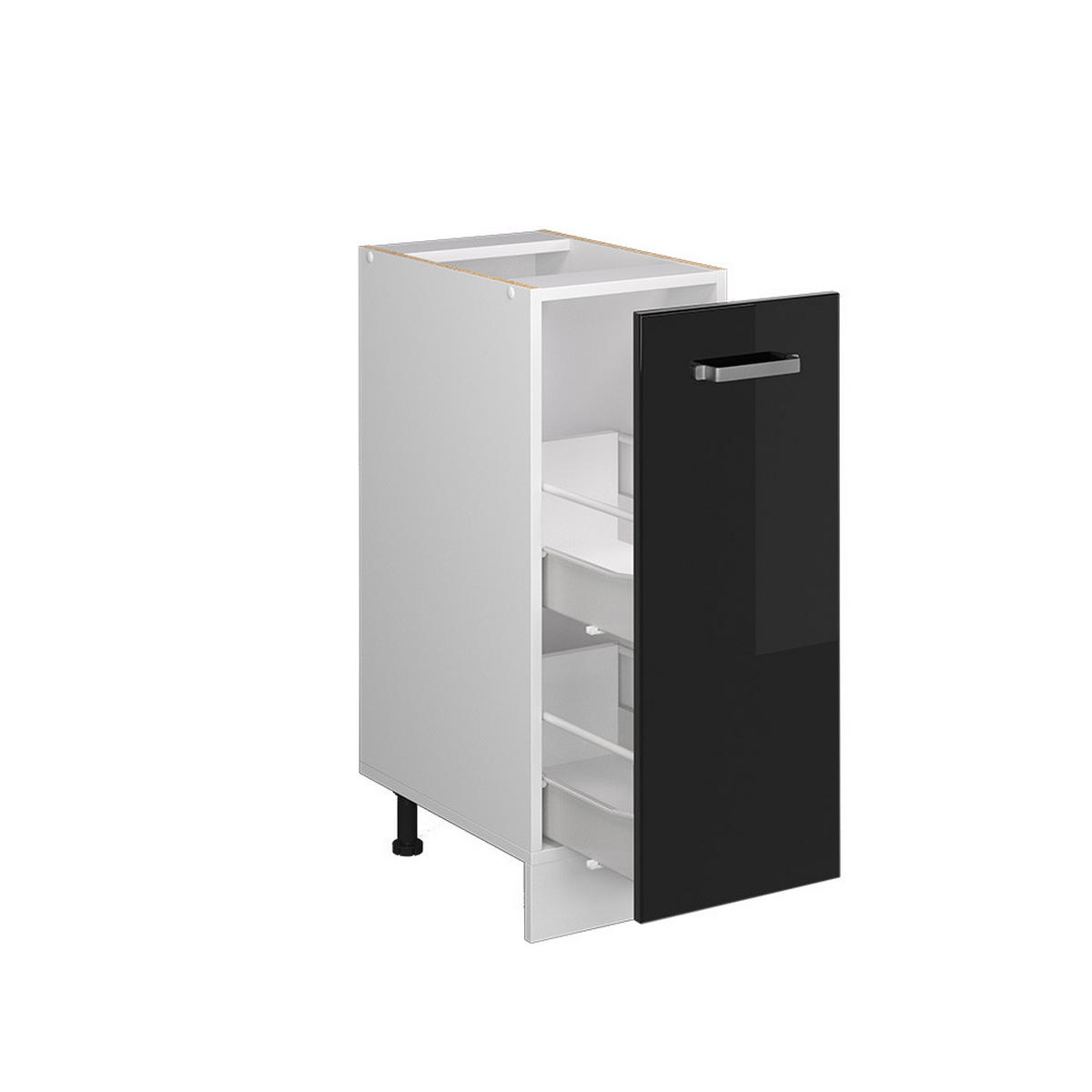APOTHEKERSCHRANK R-Line Schwarz Hochglanz 30 cm, AP Anthrazit - Schwarz Hochglanz/Schwarz, Holzwerkstoff (30/81.6/60cm) - Vicco