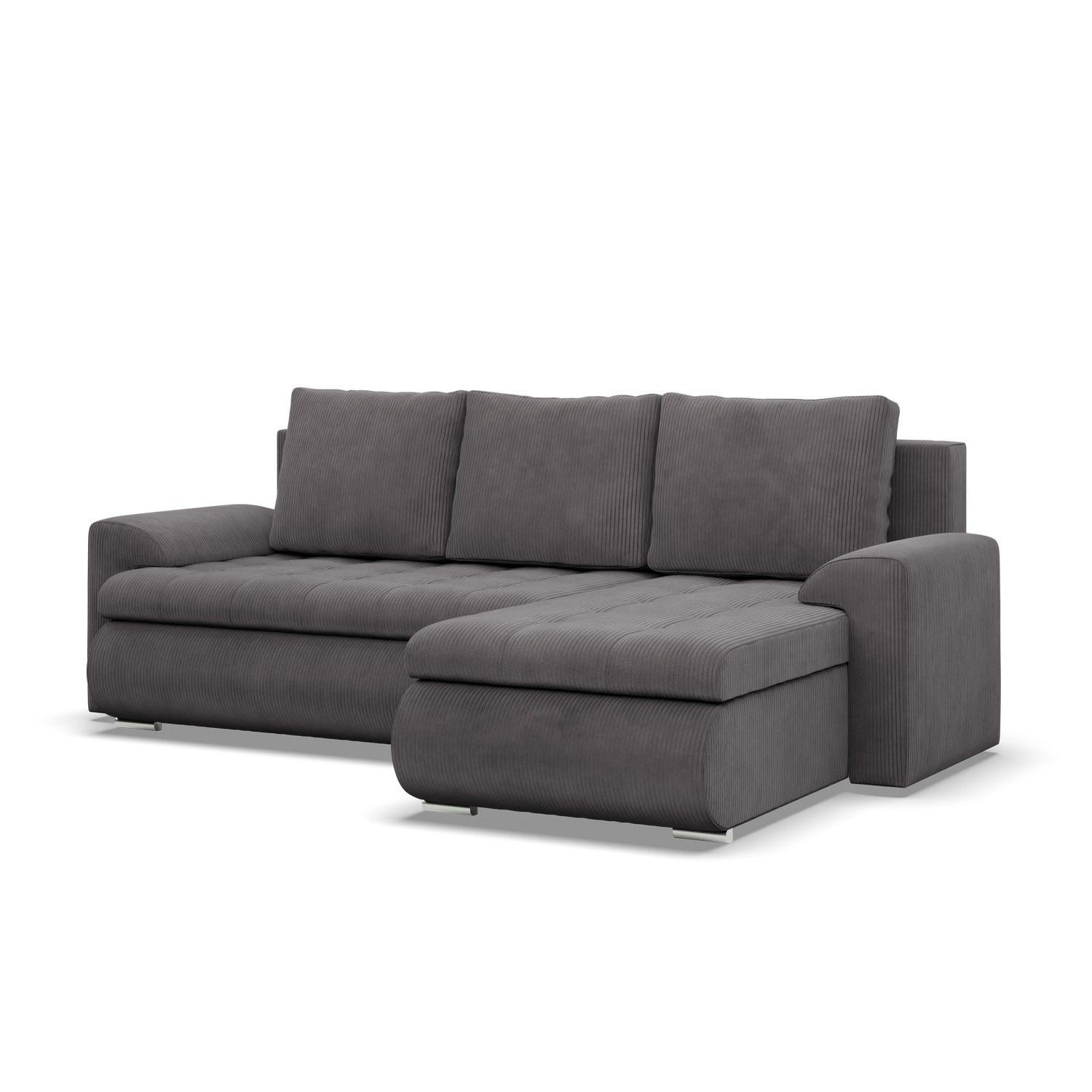ECKSOFA RECHTS MIT SCHLAFFUNKTION FORESTA, Cord - Dunkelgrau - Dunkelgrau, Textil (230/159cm) - Mebligo