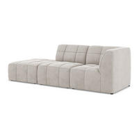 ECKSOFA Links Samt Stoff Beige - Creme/Schwarz, Holzwerkstoff/Kunststoff (240/90cm) - Makamii