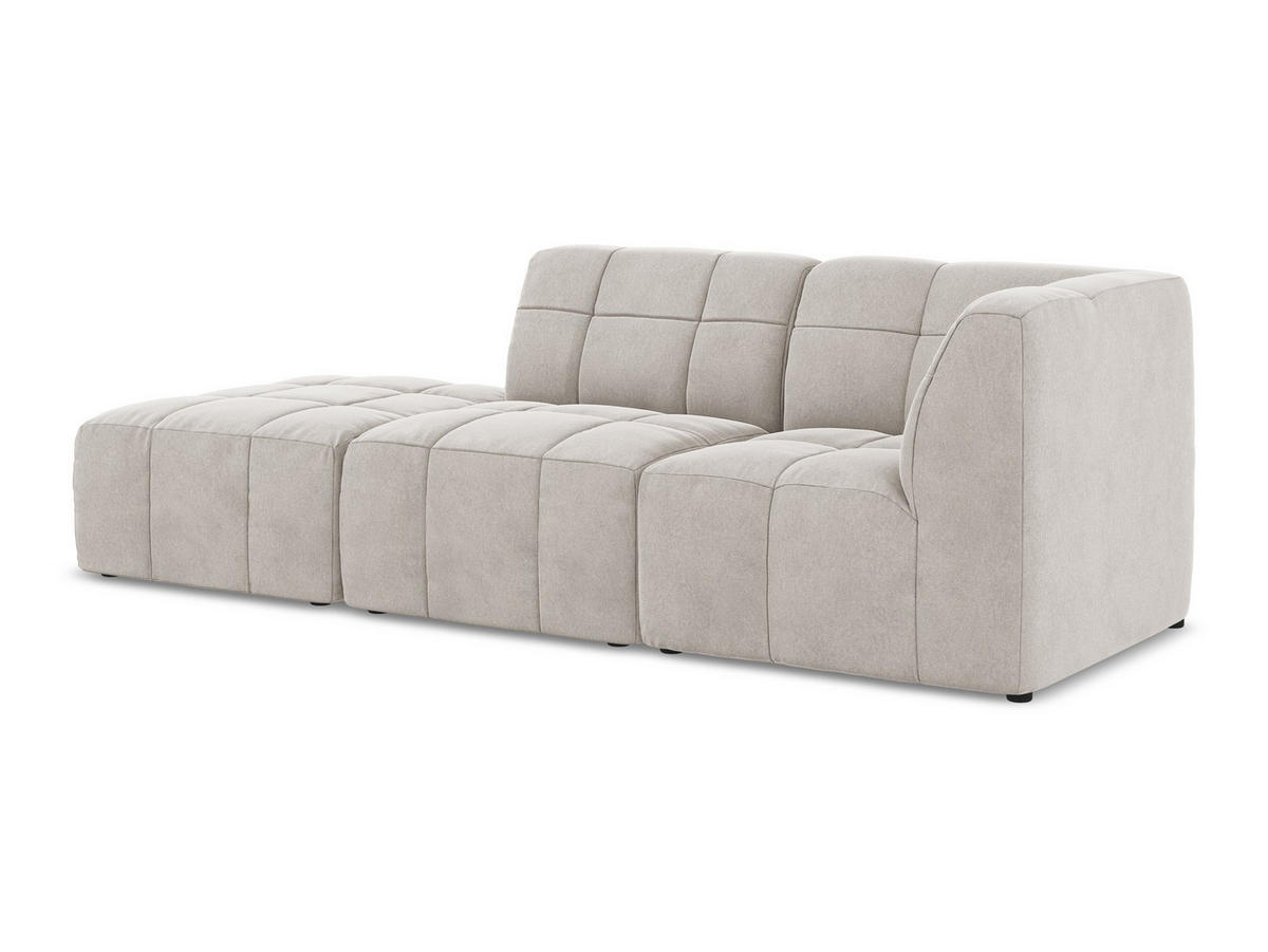 ECKSOFA Links Samt Stoff Beige - Creme/Schwarz, Holzwerkstoff/Kunststoff (240/90cm) - Makamii