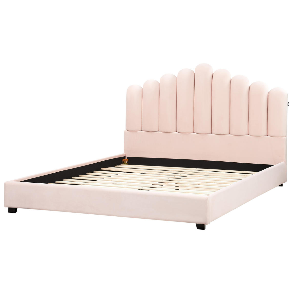 BETT mit Lattenrost 180/200 cm Pastellrosa Vincennes - Pink/Schwarz, Textil (180/200cm) - Beliani