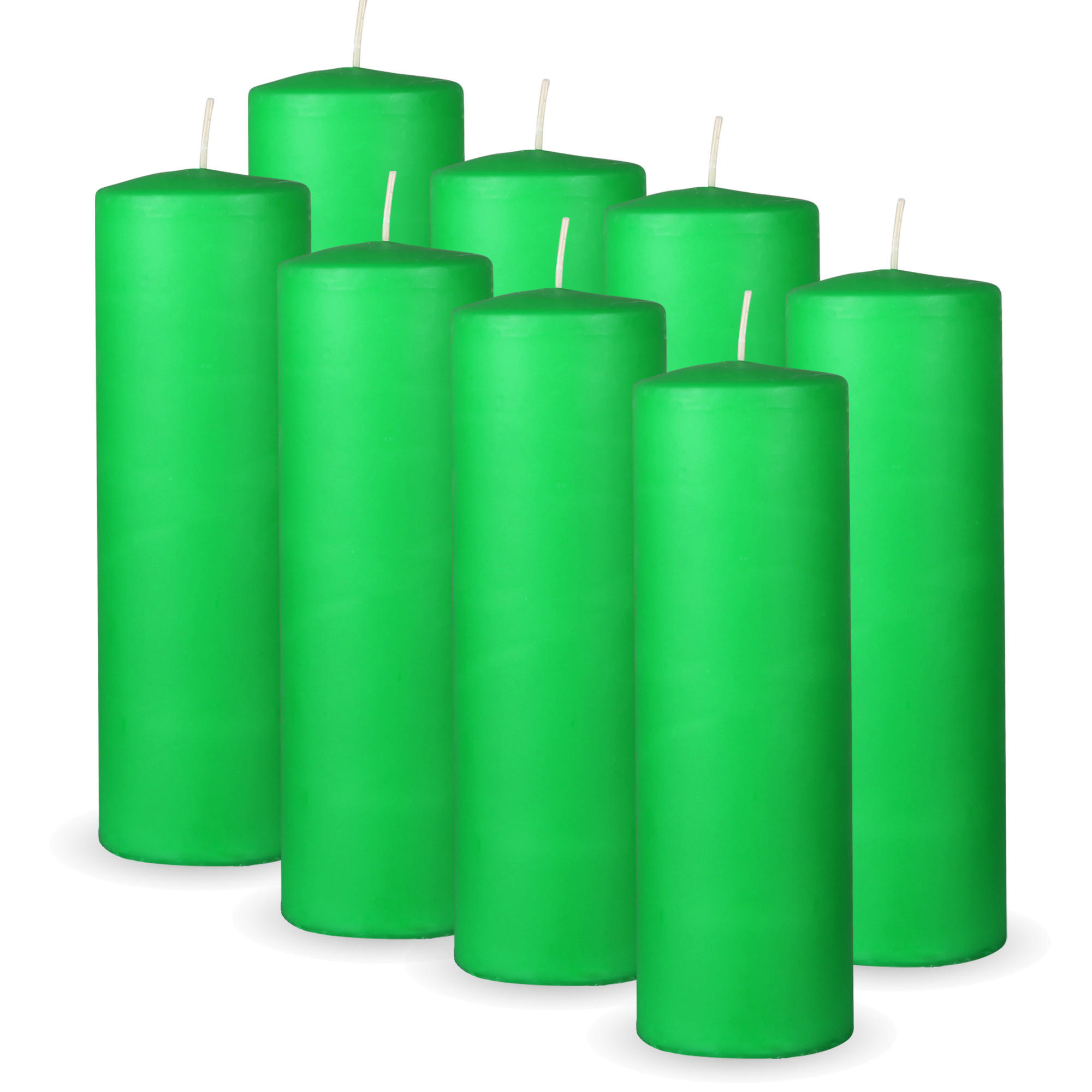 STUMPENKERZEN 8er Pack "Hellgrün", Größe Ø7cm x Höhe: 20 cm - Hellgrün, Naturmaterialien (7/20cm) - Bestlivings