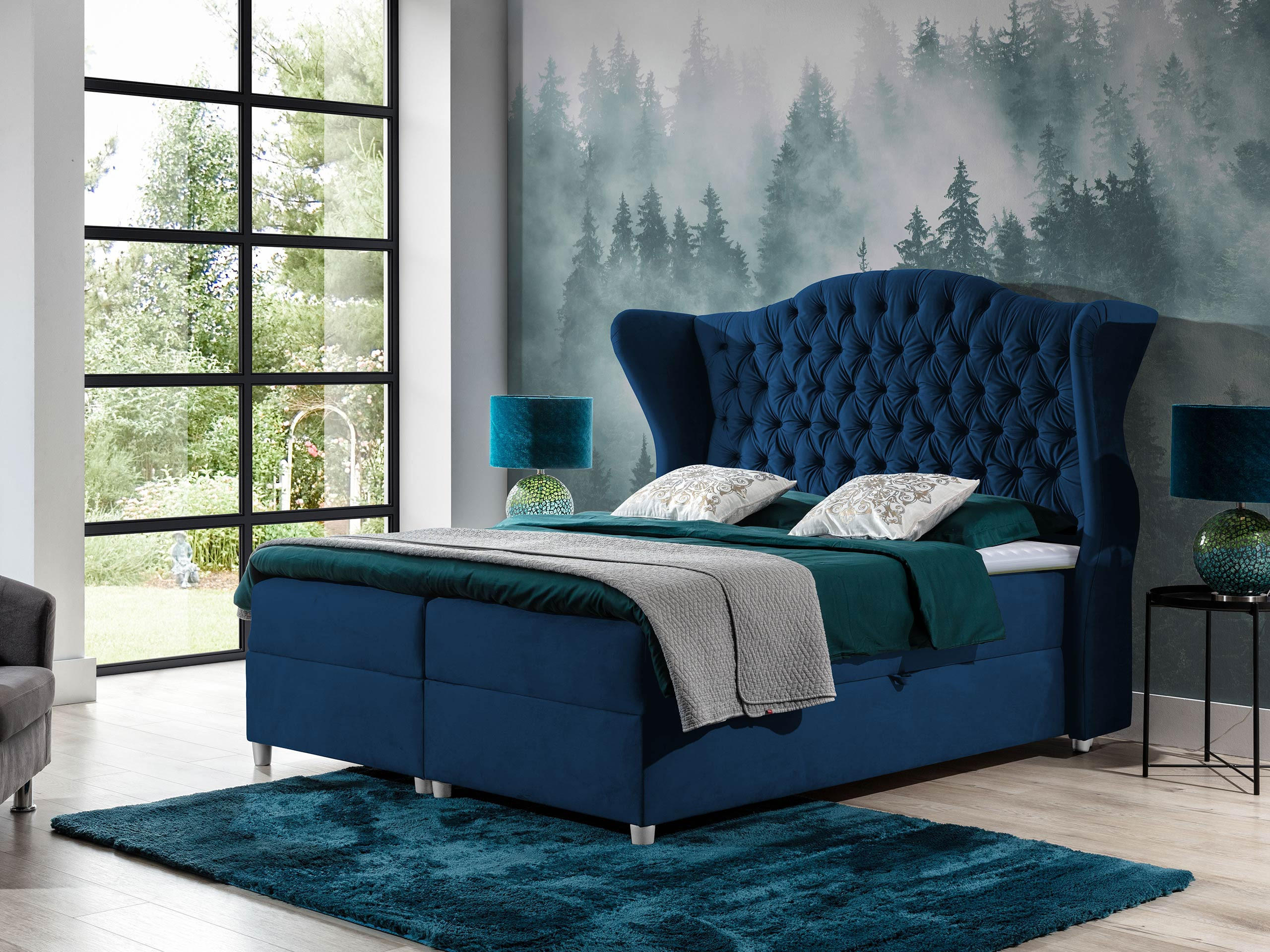 BOXBETT Livia - Blau, Holz (180/200cm) - MIRJAN24