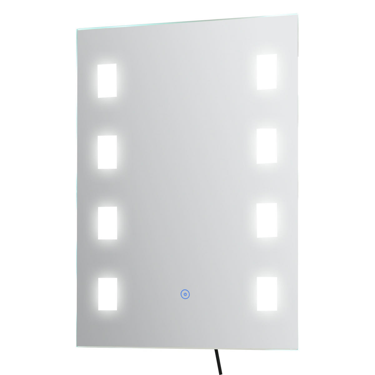BADSPIEGEL mit LED-Beleuchtung und Antibeschlagfunktion, Touch-Schalter, 70 x 50 cm ,Silber - Silberfarben, Glas (70/50/2.7cm) - Vallsero